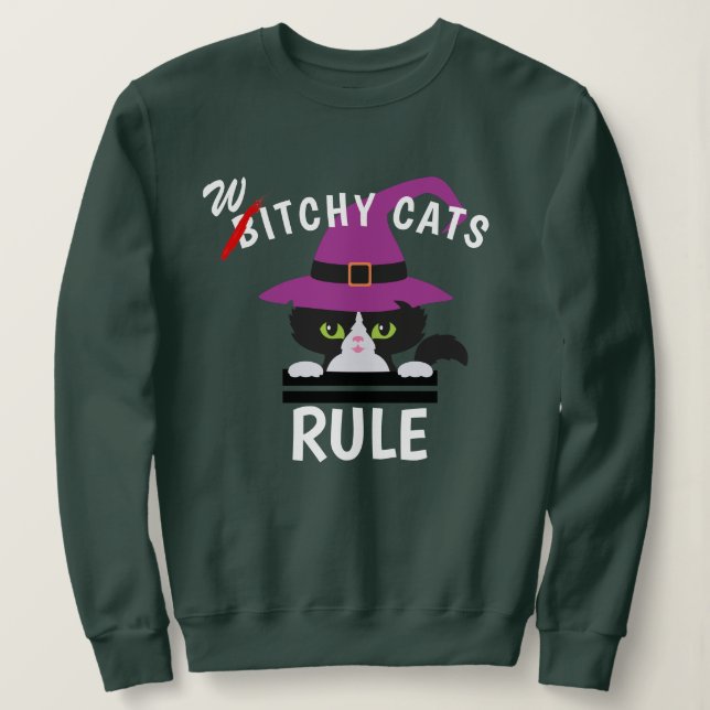 Sudadera Jugar con palabras brujería gatos gobiernan la div (Anverso del diseño)
