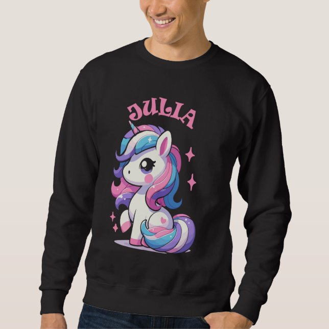 Sudadera Julia Cute Unicorn diseña para Chicas (Anverso)