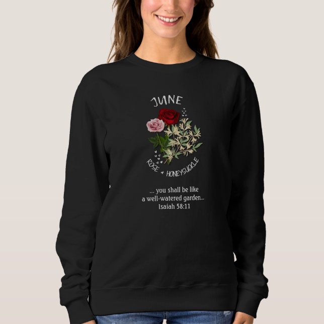 Sudadera JUNE Nacimiento Mes Flor Cristiana (Anverso)
