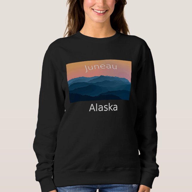 Sudadera Juneau Alaska Mountain sunset hometown (Anverso)