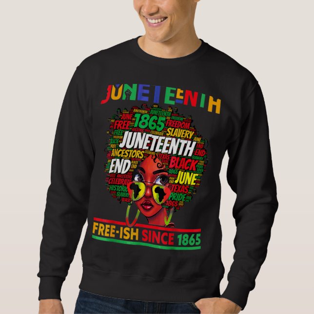 Sudadera Junenth Free Ish desde 1865 mujeres afro-negras de (Anverso)