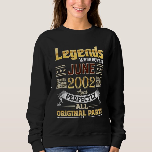 Sudadera Junio 2002 20 Años De Edad 20 Leyendas De Cumpleañ (Anverso)