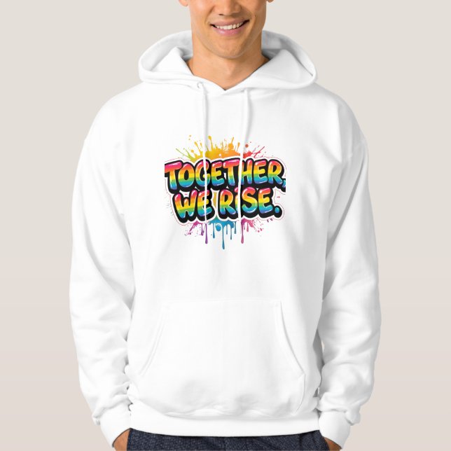 Sudadera Juntos Nos Elevamos Diseño de Cota de Arcoíris (Anverso)