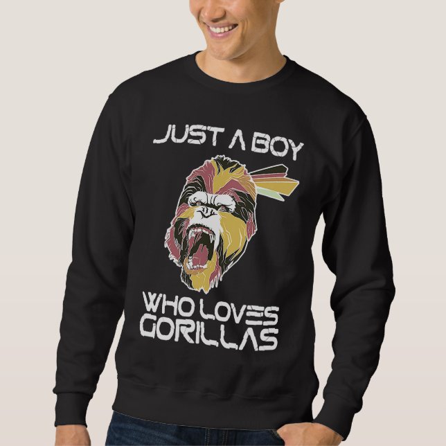 Sudadera Just A Boy Who Loves Gorillas Largest Primate Gori (Anverso)