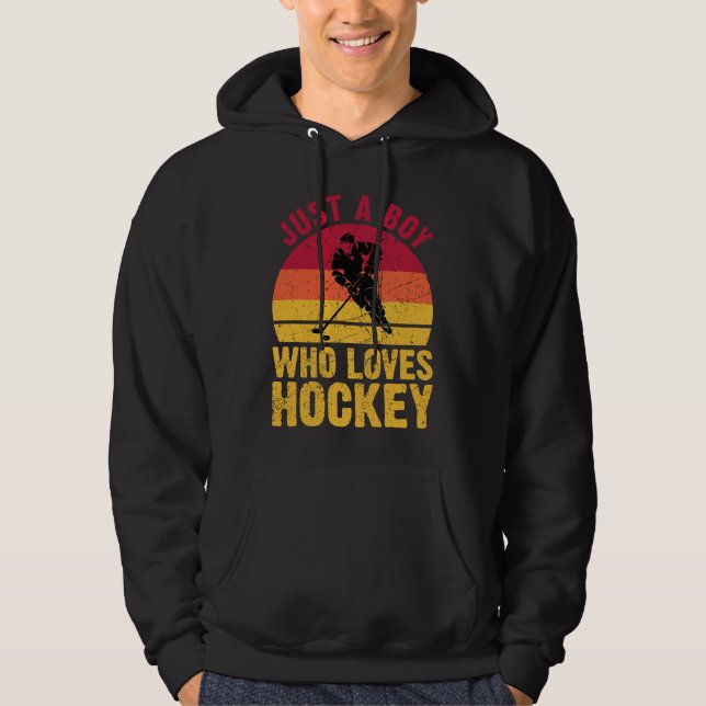 Sudadera Just A Boy Who Loves Hockey Funny Ice Hockey Frisb (Anverso)