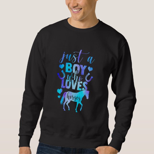 Sudadera Just A Boy Who Loves Horses Equestrian Show Jumpin (Anverso)