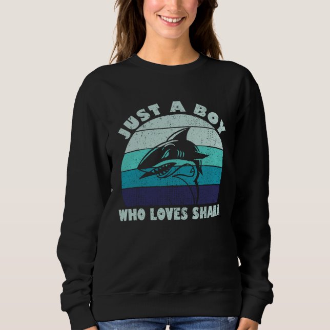 Sudadera Just A Boy Who Loves Sharks Love Ocean Shark (Anverso)