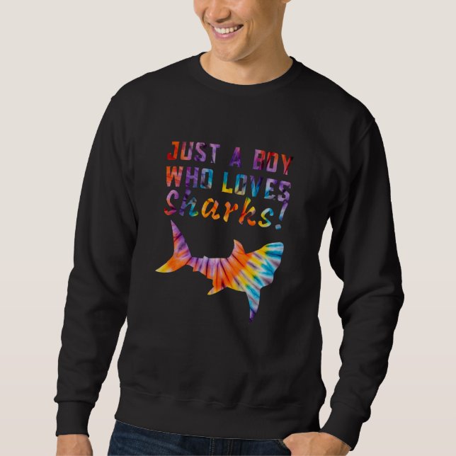 Sudadera Just a Boy who Loves Sharks Ocean Fish Rainbow Tie (Anverso)