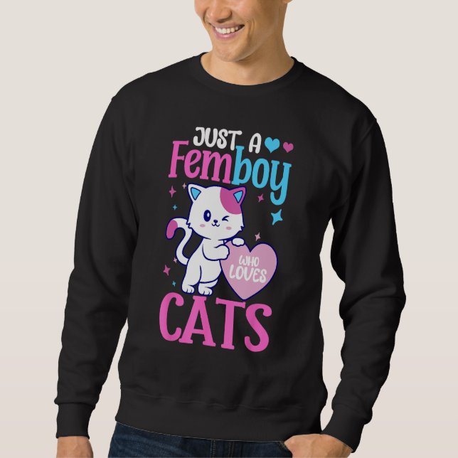Sudadera Just A Femboy Who Loves Cats Crossdressing (Anverso)