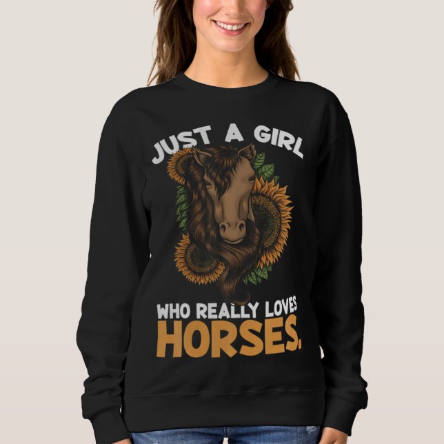 Sudadera Just A Girl Loves Horses Equestrian Sunflower Farm (Anverso)