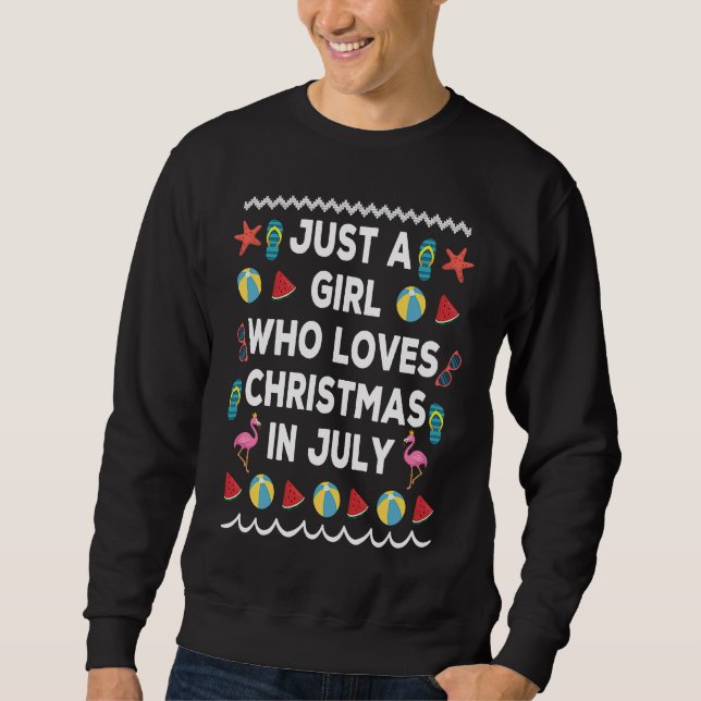 Sudadera Just A Girl Who Loves Christmas In July Ugly Summe (Anverso)