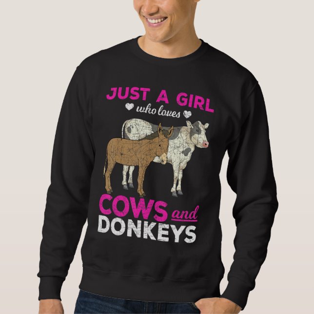 Sudadera Just A Girl Who Loves Cows And Donkeys Farm Animal (Anverso)
