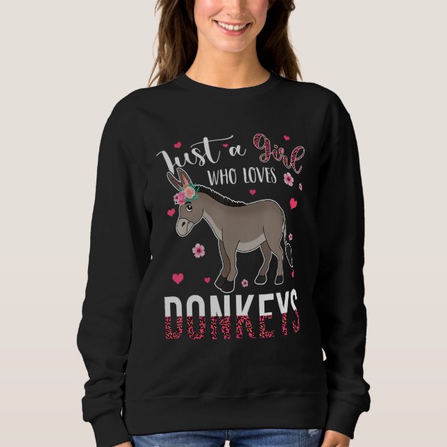 Sudadera Just A Girl Who Loves Donkeys Cute Floral Donkey C (Anverso)