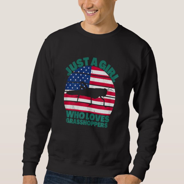 Sudadera Just A Girl Who Loves Grasshopers American Flag Di (Anverso)