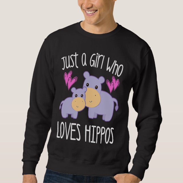 Sudadera JUST A GIRL WHO LOVES HIPPOS Mom Baby Toddler Twee (Anverso)