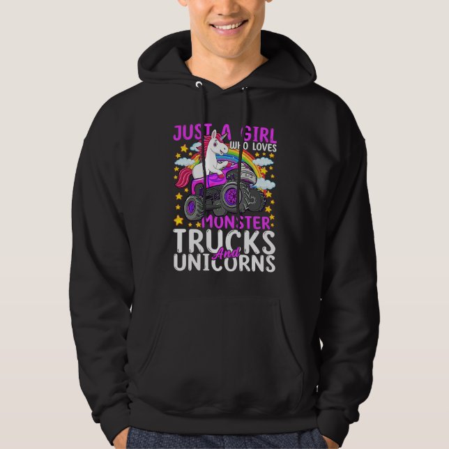 Sudadera Just A Girl Who Loves Monster Trucks And Unicorns  (Anverso)