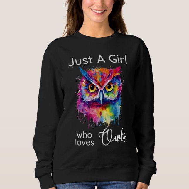 Sudadera Just A Girl Who Loves Owls Adorable Cute Rainbow O (Anverso)