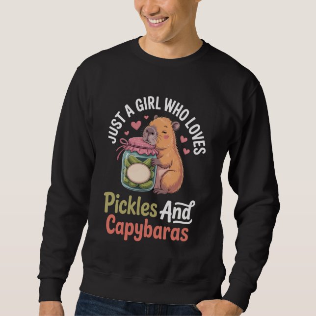 Sudadera Just a Girl Who Loves Pickles and Capybaras Funny  (Anverso)