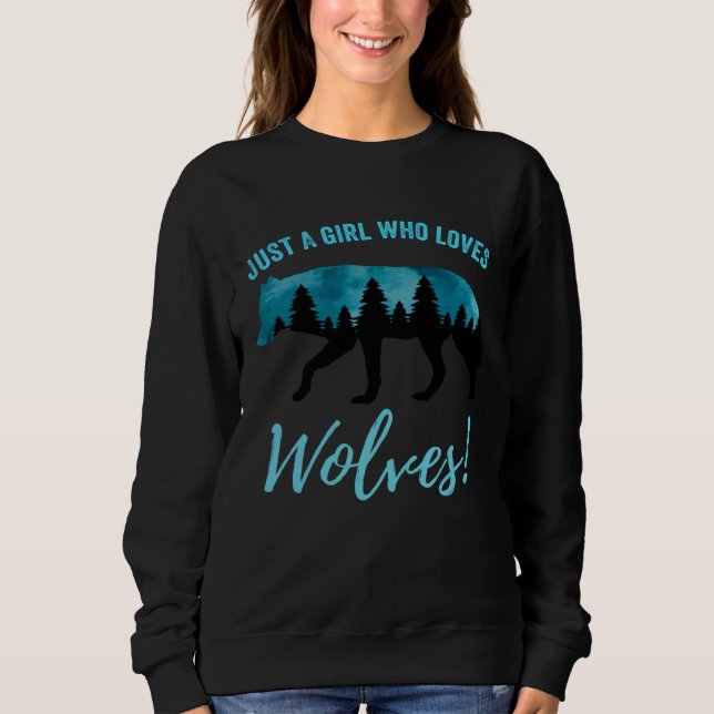 Sudadera Just A Girl Who Loves Wolves Forest Silhouette Wol (Anverso)