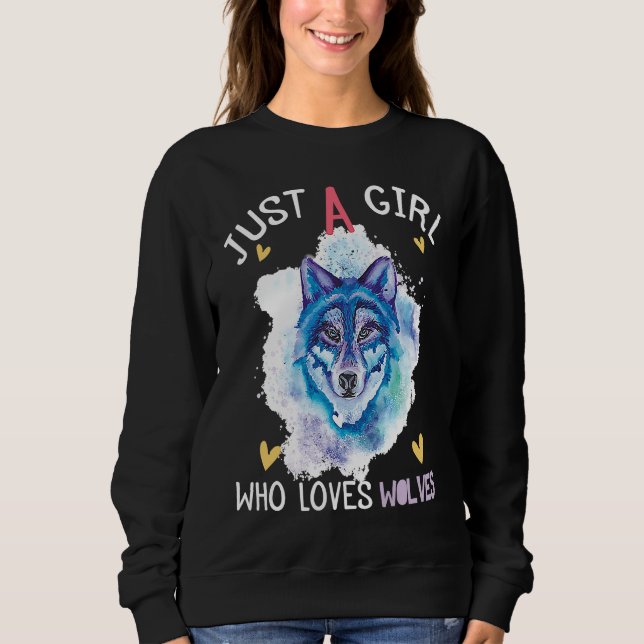 Sudadera Just a Girl Who Loves Wolves wolf howling Cute Wol (Anverso)