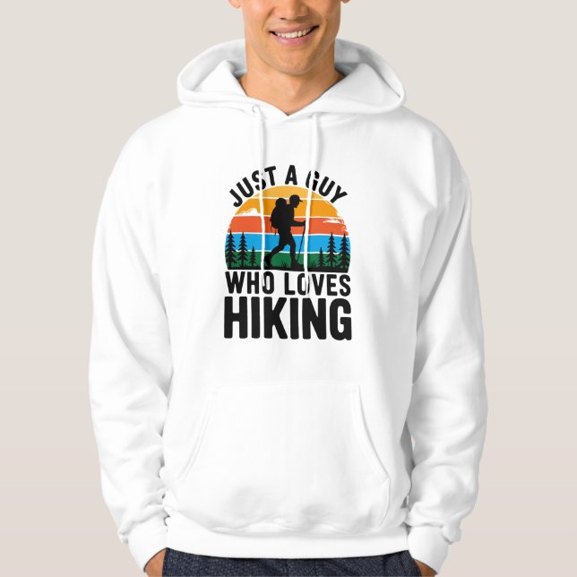 Sudadera Just A Guy Who Loves Hiking Retro Hoodie (Anverso)