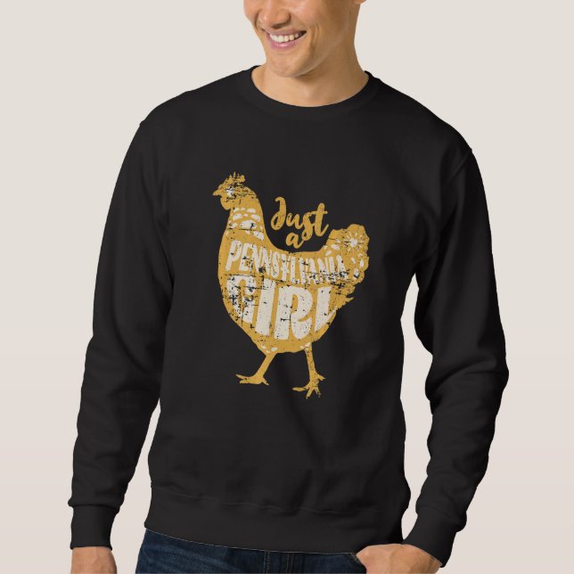 Sudadera Just a Pennsylvania Girl Cute Chicken Farm Distres (Anverso)