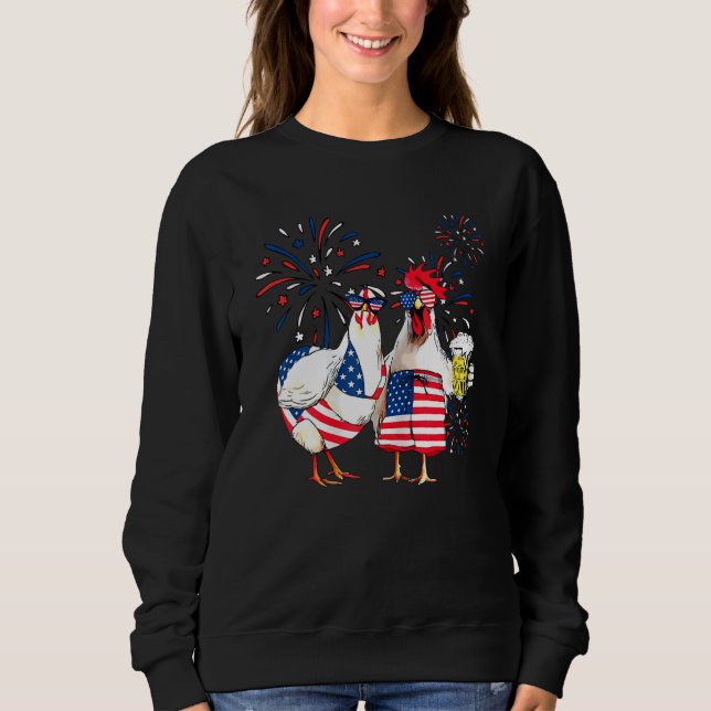 Sudadera Just Here To Bang Usa Flag Chicken Beer Firework 4 (Anverso)