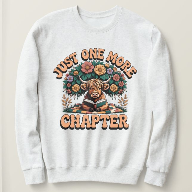 Sudadera Just One More Chapter Highland Cow  (Anverso del diseño)