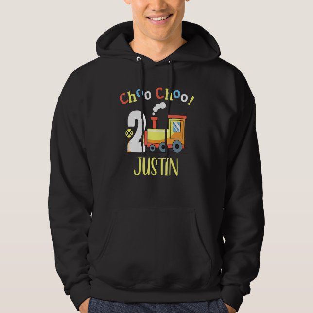 Sudadera Justin Choo Choo Dos Tren Segundo Cumpleaños Turno (Anverso)