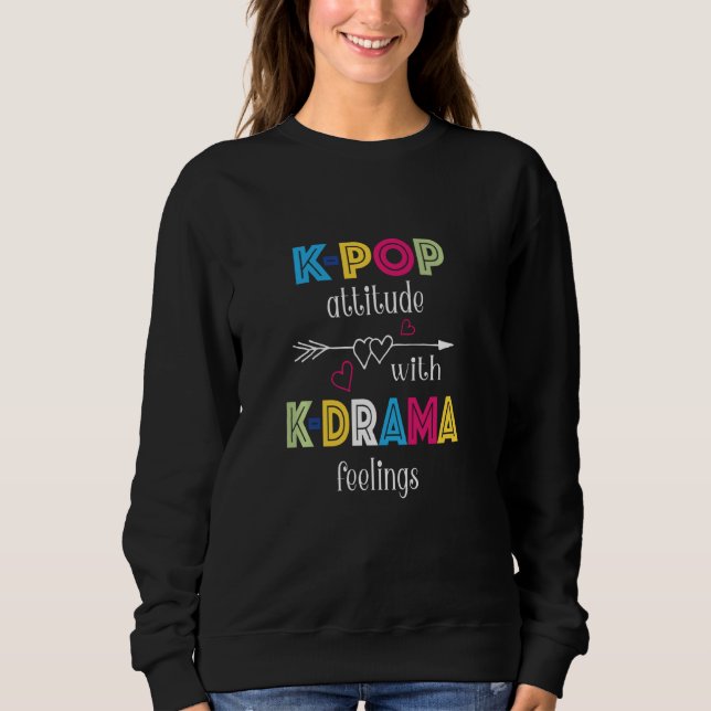 Sudadera K Pop Attitude Con K Drama Sentimientos Corazones  (Anverso)