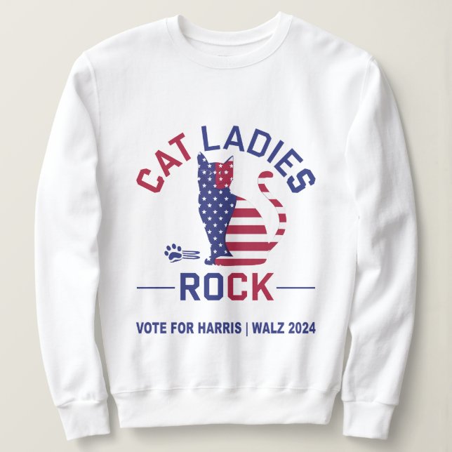 Sudadera KAMALA HARRIS CAT LADIES ROCK Women's Sweatshirt (Anverso del diseño)
