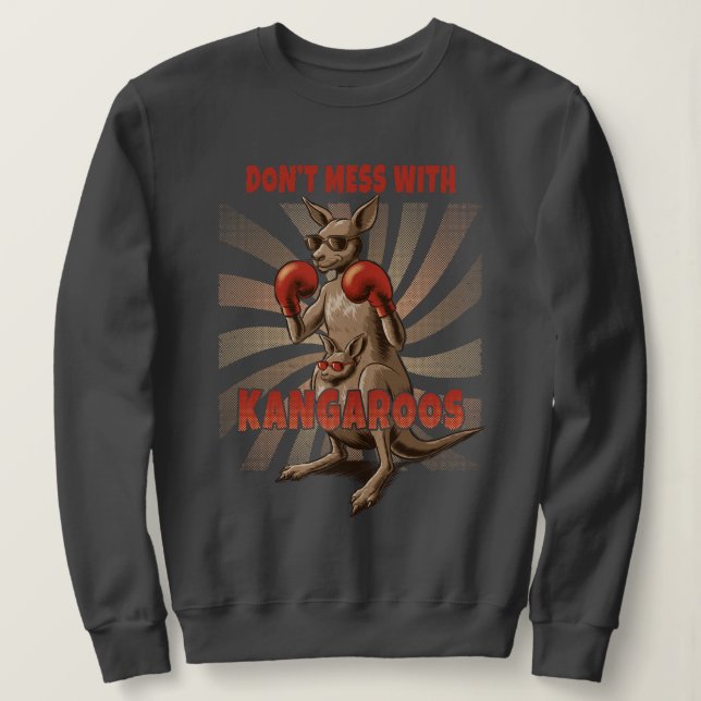Sudadera Kangaroo de boxeo retro - Animal divertido (Anverso del diseño)