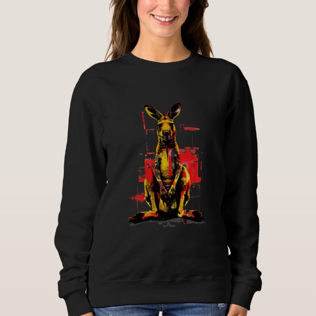 Sudadera Kangaroo Motif Animal Lover Forest Art Wildlife Na (Anverso)