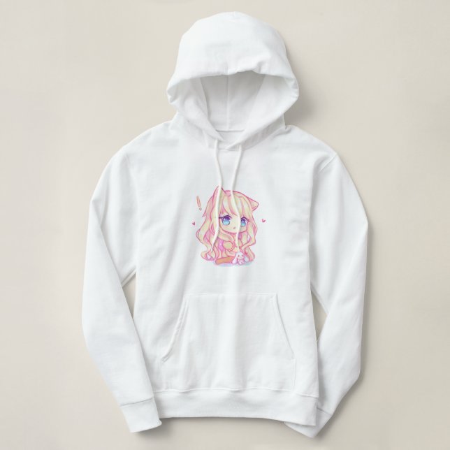 Sudadera kawaii, anime, chica, solo, quién, ama, bocetos, (Diseño del anverso)