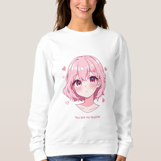 Sudadera Kawaii Anime Girl Valentine Sweatshirt (Anverso)