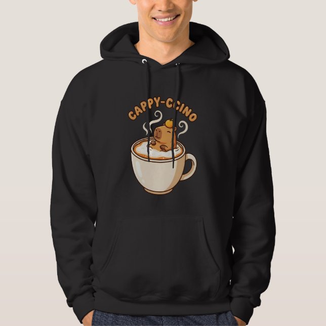 Sudadera Kawaii Capybara Cappuccino Tee Cappy-ccino Coffee  (Anverso)