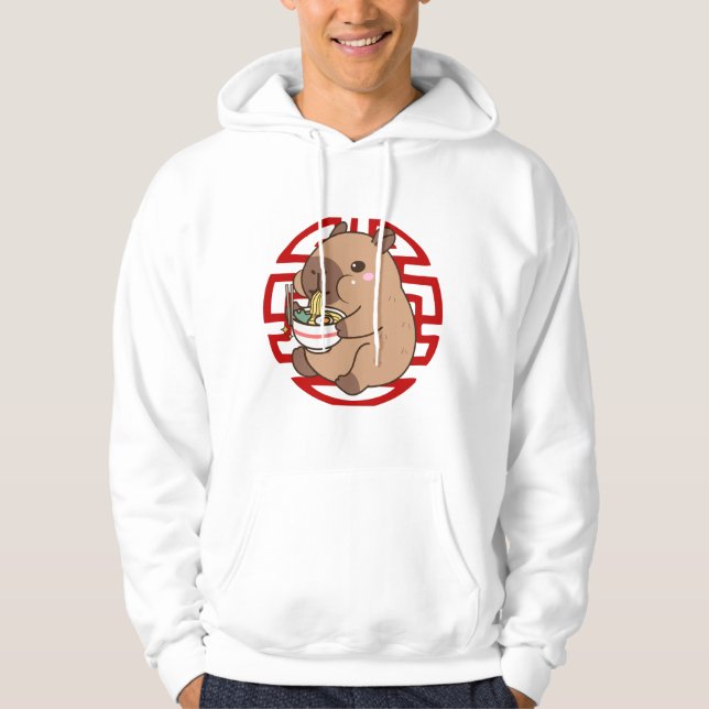 Sudadera Kawaii Capybara comiendo fideos Ramen ánime (Anverso)
