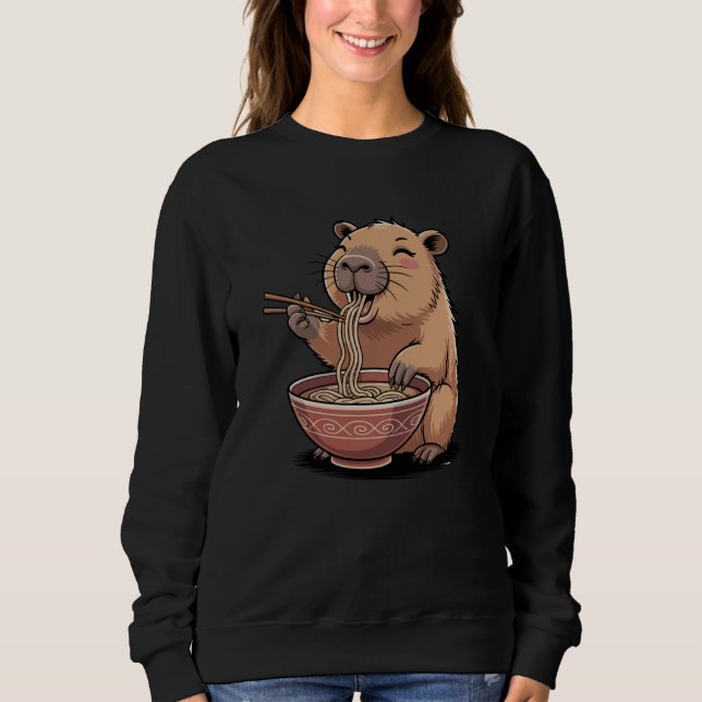 Sudadera Kawaii Capybara Eating Ramen Funny Japanese Noodle (Anverso)
