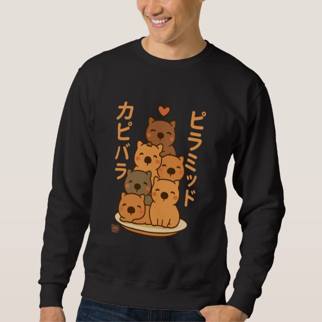 Sudadera Kawaii Capybara Pyramid Anime Japanese Letters Cut (Anverso)