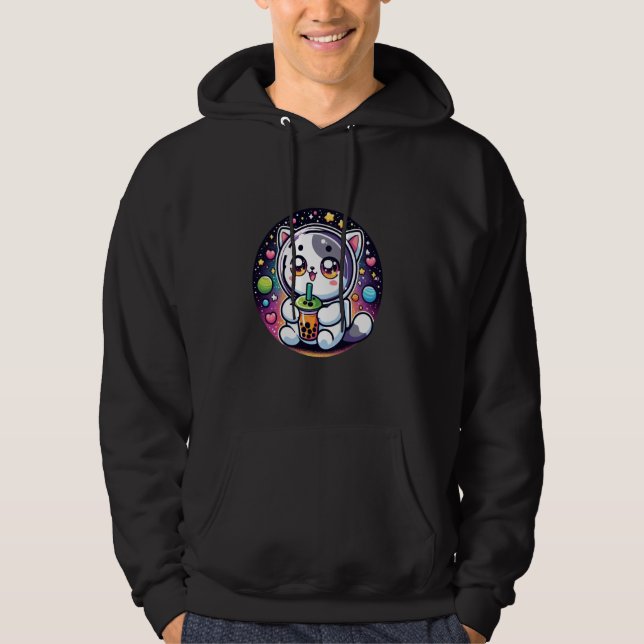 Sudadera Kawaii Cat Bubble Tea Astronaut Lover Cute (Anverso)