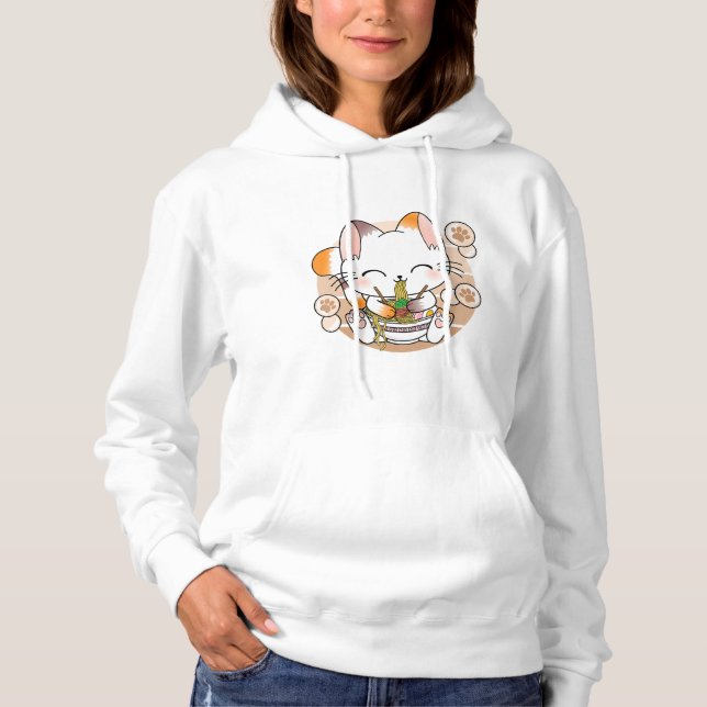 Sudadera Kawaii Cat Ramen Noodles Otaku Japonés Anime Neko (Anverso)