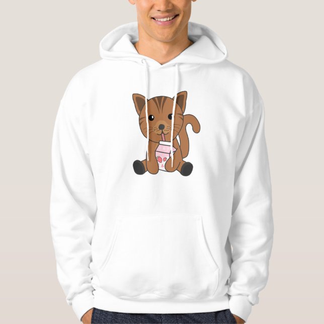 Sudadera Kawaii Cat Retro Leche de fresa japonesa (Anverso)
