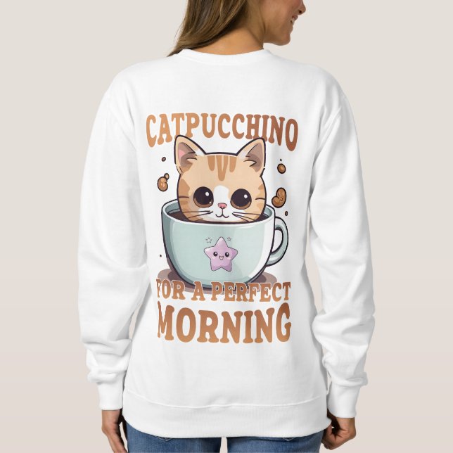 Sudadera Kawaii Catpuccino por una mañana perfecta (Reverso)