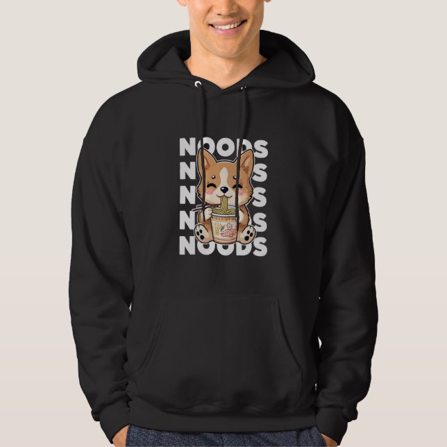 Sudadera Kawaii Corgi Comiendo fideos de Ramen Comida de an (Anverso)