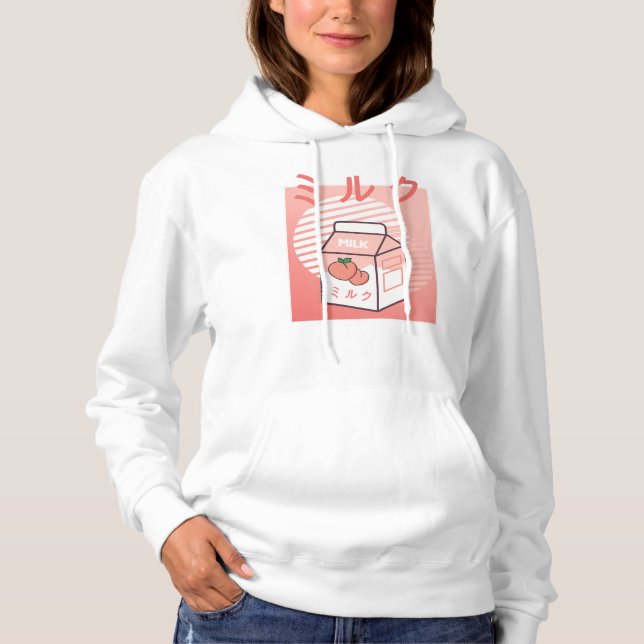Sudadera Kawaii Cow Retro Leche japonesa de bata (Anverso)