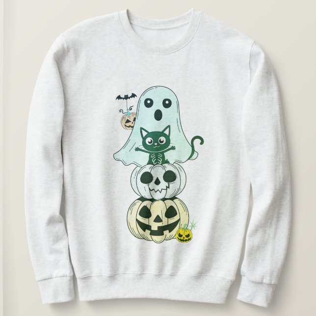 Sudadera Kawaii Cute Halloween Caracteres Sweatshirt (Anverso del diseño)