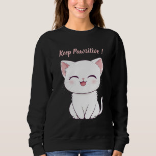 Sudadera Kawaii de Gato – “Mantén la Pawsitividad”