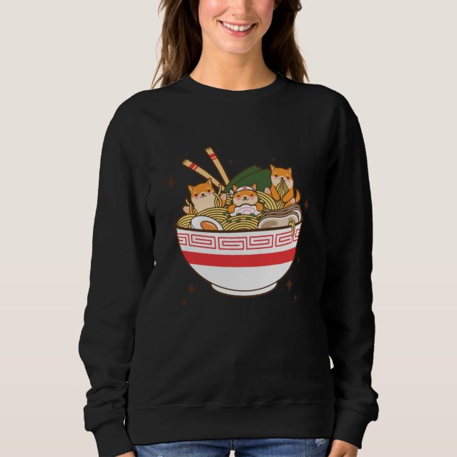 Sudadera Kawaii dogs eating Ramen (Anverso)