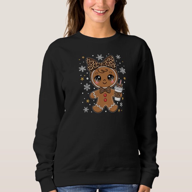 Sudadera kawaii gingerbread leopard christmas (Anverso)