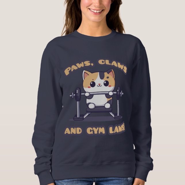 Sudadera Kawaii Gym Cat Sweatshirt - Curte Workout Kitty (Anverso)
